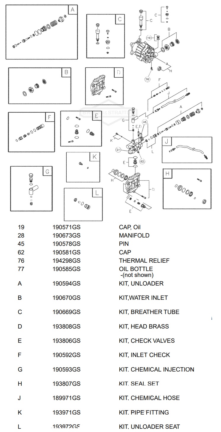 B&S model 020224 pump 194106 breakdown & parts